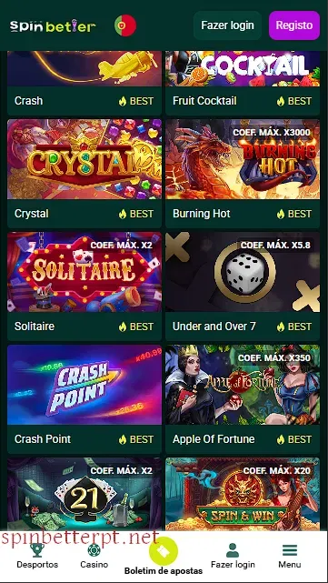 Jogos instantâneos no casino SpinBetter